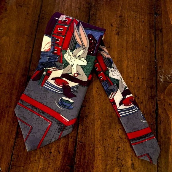 Looney Tunes 1992 Time Warner Bugs Bunny Tie - Picture 2 of 3